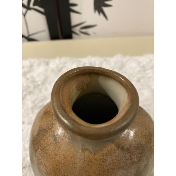 Vintage Handled Pottery Saki Bottle Green - Picture 4 of 6